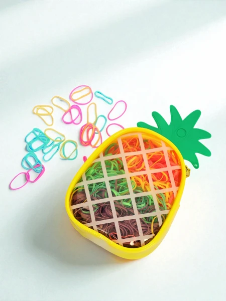 Royalfashion Večbarvne silikonske gumice za lase Ananas