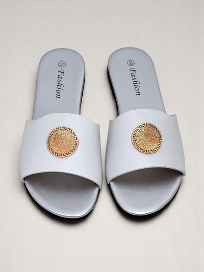 Royalfashion Dámske šľapky s rovnou podrážkou Golden Slip