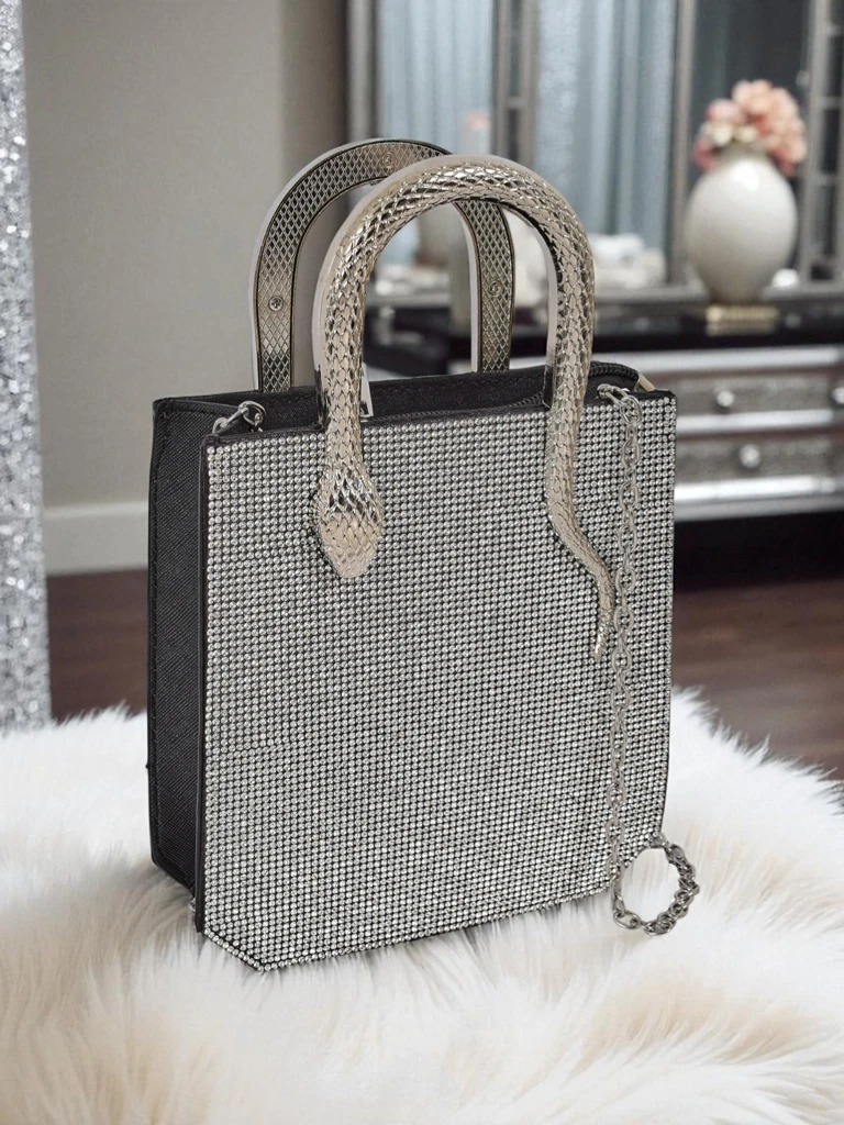 Royalfashion Ženska clutch torbica s cirkoni in ročaji kače Snake Glam