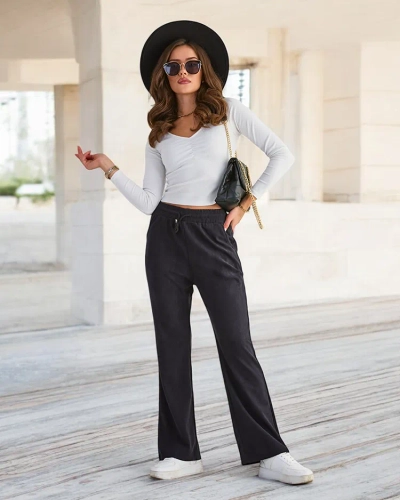 Royalfashion Mornarsko modre ženske hlače iz manšete