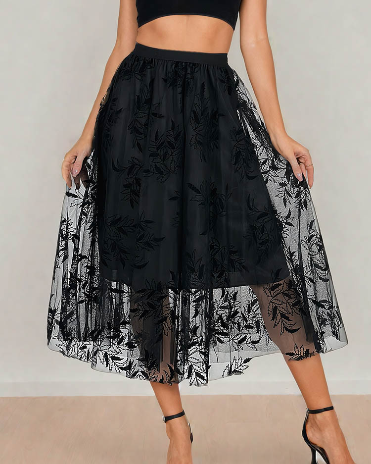 Royalfashion Žensko dvoslojno midi krilo