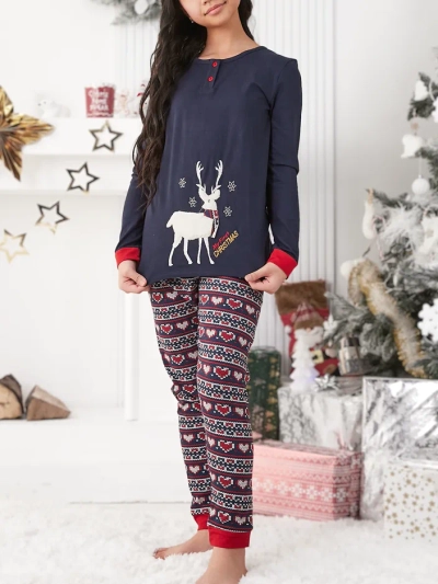 Royalfashion božična bombažna otroška pižama s polarno jelko
