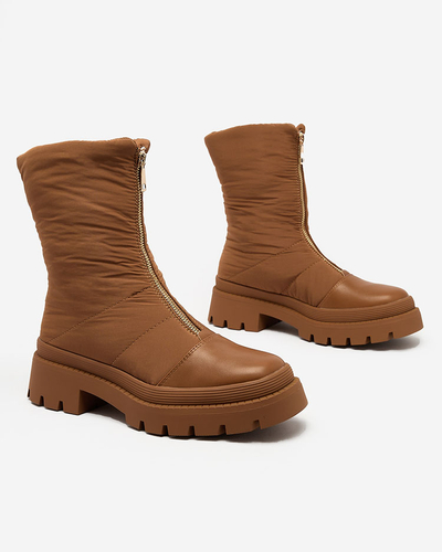 Royalfashion Ženski škornji Tainve Beige z ravnim podplatom