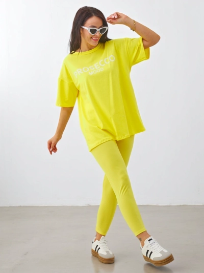 Royalfashion bombažna ženska seta s kratkimi rokavi in leginzami