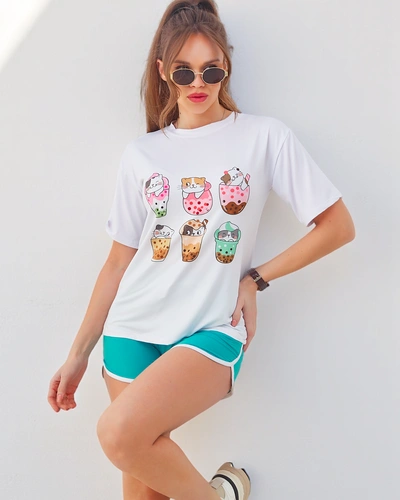 Royalfashion Ženski športni set s t-shirtom in kratkimi hlačami Kitty Cat