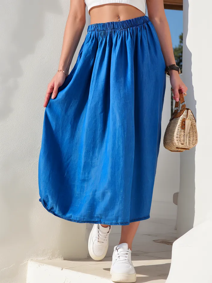 Royalfashion Ženska midi krila, podobna denimu