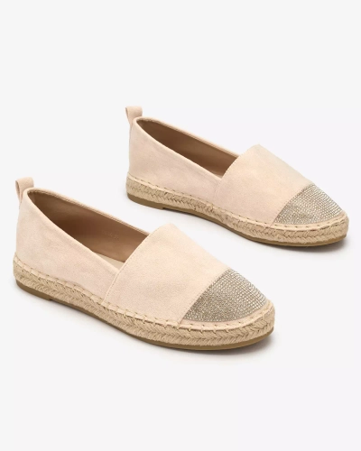 Royalfashion Beżowe damskie espadryle z cyrkoniami Iterica