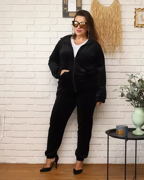 Royalfashion Črna ženska trenirka PLUS SIZE