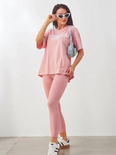 Royalfashion Ženska bombažna komplet s kratkimi rokavi in leggingi