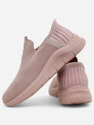 Ženske superge Apollo Rosa – roza slip-on čevlji iz tkanine na ravnem podplatu