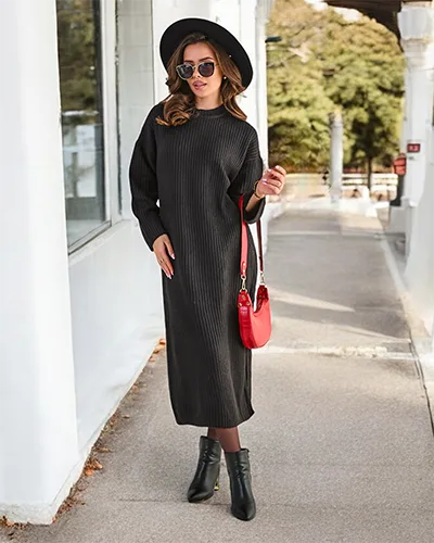 Royalfashion Duga haljina od džempera za žene