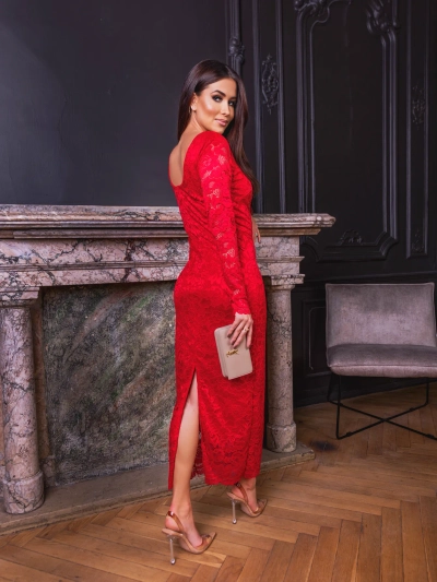 Royalfashion Ženska midi obleka iz čipke