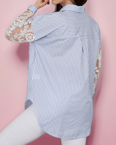 Royalfashion Ženska črtasta srajca s čipko