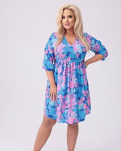 Royalfashion Ženska obleka do kolen s potiskom PLUS SIZE
