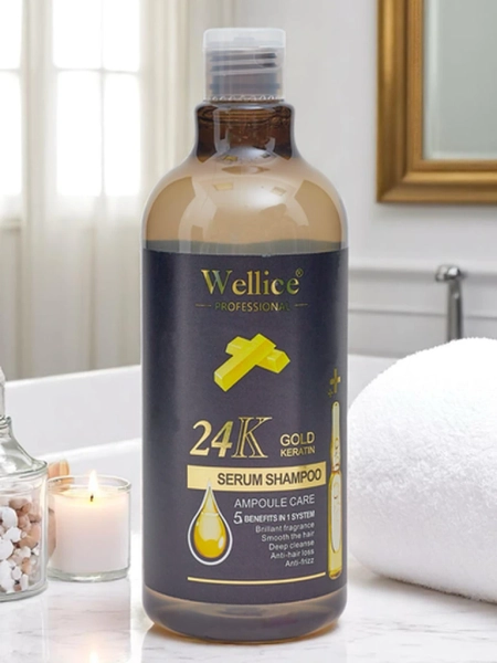 Profesionalni šampon za lase s keratinom 24K zlato – intenzivno vlaženje in glajenje las 5 v 1