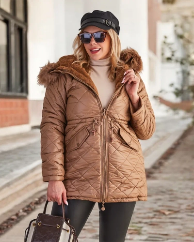 Royalfashion Ženska obojestranska jakna v rjavi barvi