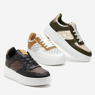 Royalfashion Czarne damskie buty sportowe z printem Glou