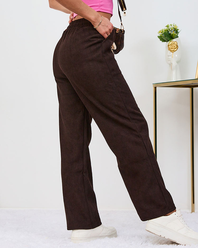 Royalfashion Otopljene temno rjave ženske hlače iz manšete