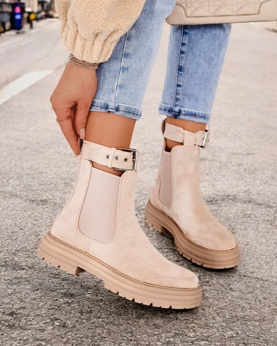 Royalfashion Ženske čizme do gležnja s dekorativnim remenom Ozzoas