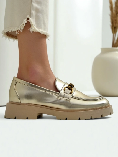 Royalfashion Ženske mokasine pozlačene Goldlove