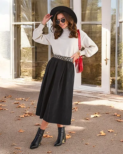 Royalfashion Ženska midi krila a'la pletenina