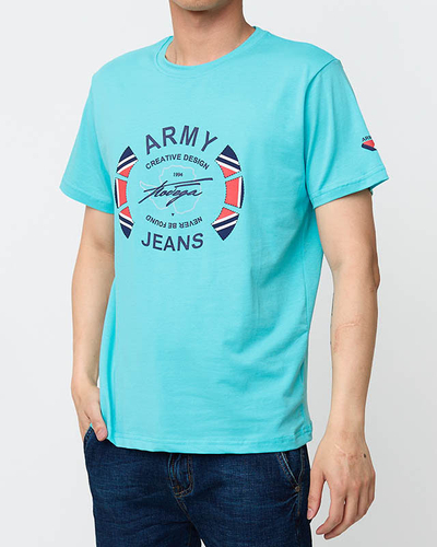 Royalfashion Turkusowy męski t-shirt z nadrukiem