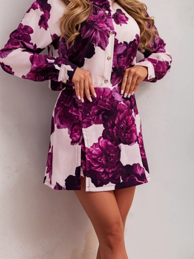 Royalfashion Ženski cvetlični set z zavezanim blejzerjem in kratkimi hlačami