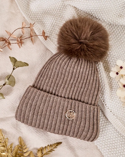 Royalfashion Ženski podstavljeni šešir s pomponom