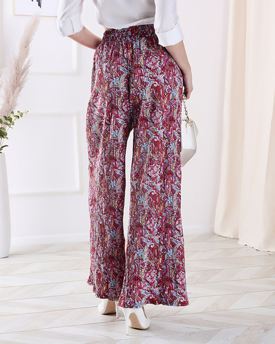 Royalfashion Wzorzyste szerokie spodnie damskie w kolorze czerwonym