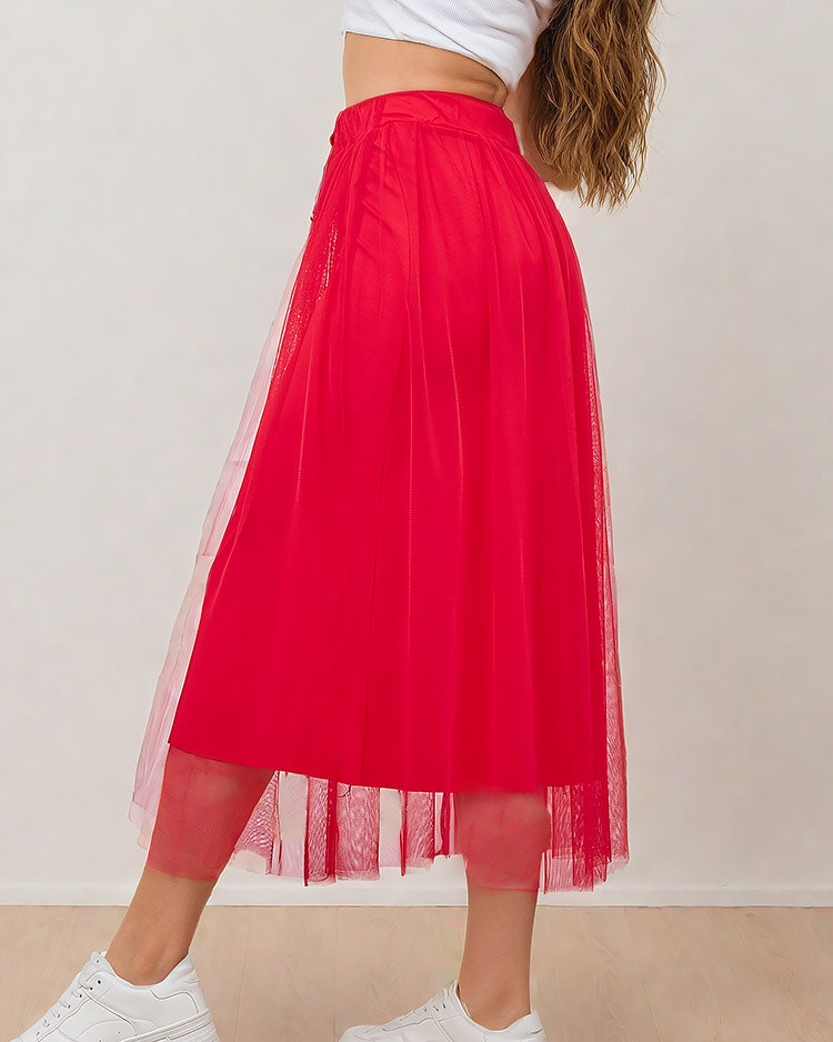 Royalfashion Žensko dvoslojno midi krilo
