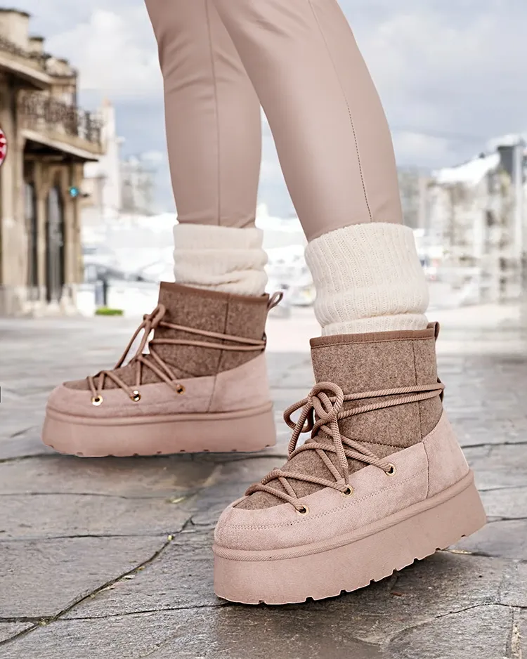 Royalfashion Women's lace-up Filori snow boots