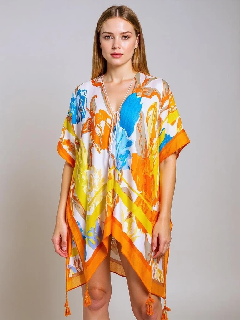 Poletni pareo Royalfashion AURELIA - večbarvna obleka do kolen