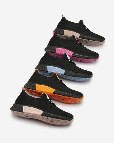 Royalfashion Czarne damskie buty sportowe z fuksjowymi wstawkami Keteti