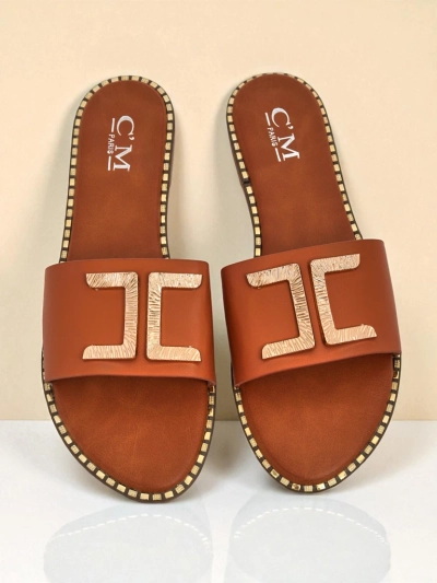 Royalfashion Ženski natikači iz umetnega usnja z okrasjem Gildra