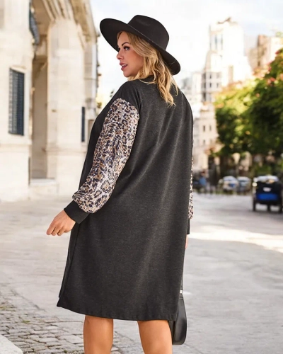 Royalfashion Ženska tkanina haljina s ukrasnim rukavima VELIČINA