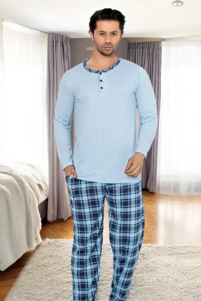 Royalfashion Moški bombažni karirasti pižama