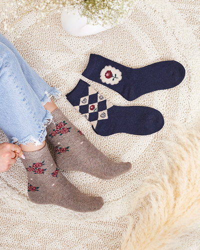 Royalfashion Komplet ženskih nogavic s potiskom 3/paket