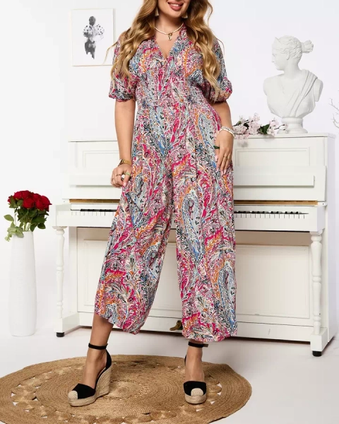 Royalfashion Wzorzysty kombinezon damski w kolorze różowym