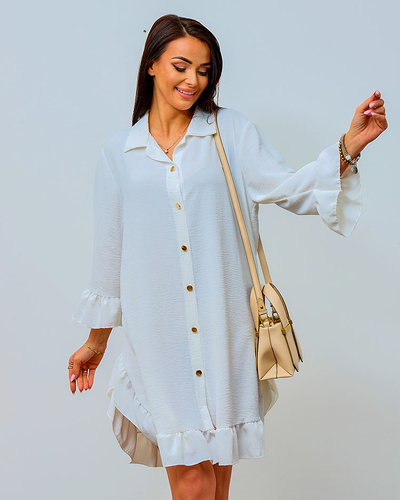 Royalfashion Ženska oversize obleka z volanom
