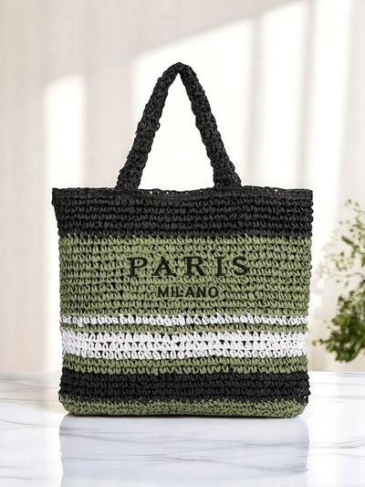Royalfashion Velika ženska torba iz slame Paris Stripe
