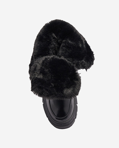 Royalfashion Buty a'la śniegowce damskie na płaskiej podeszwie w kolorze czarnym Sapollo