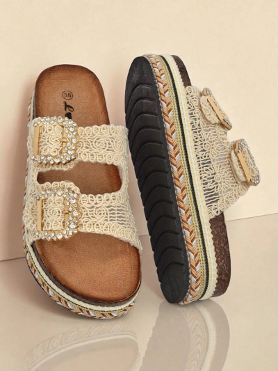 Royalfashion ženski natikači z bleščečimi sponkami GlamCork