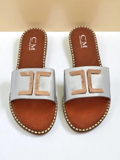 Royalfashion Ženski natikači iz eko usnja z okrasjem Gildra