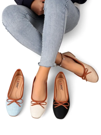 Royalfashion Ženska balerinka s bleščicami in pentljo Aramie