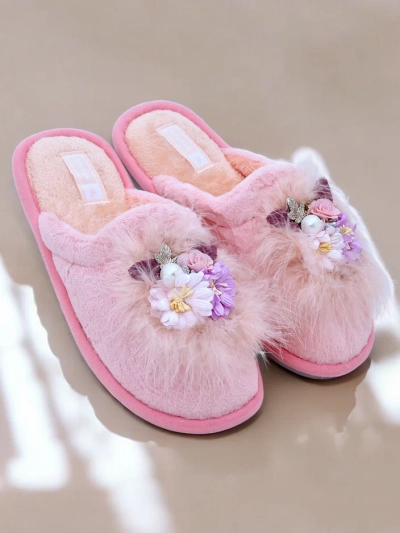 Royalfashion Ženske krzneni copati s cvetovi Ederra