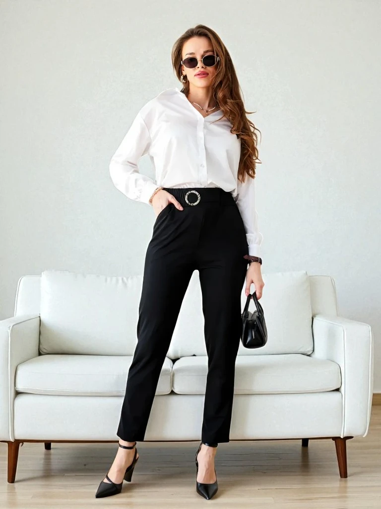 Pantaloni Bella Melodia v Črni Barvi