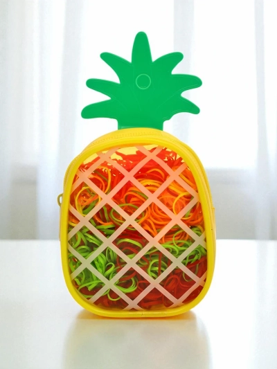 Royalfashion Večbarvne silikonske gumice za lase Ananas