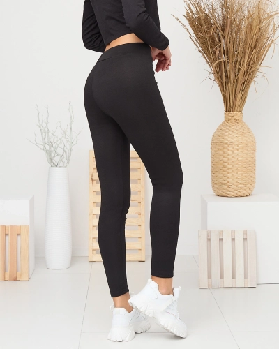 Royalfashion Czarne legginsy damskie z ociepleniem