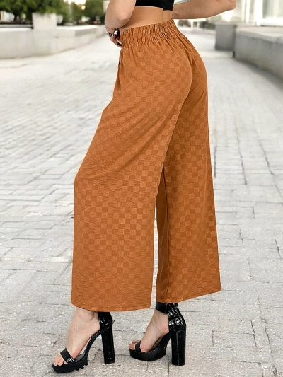 Royalfashion Ženske široke kariraste hlače