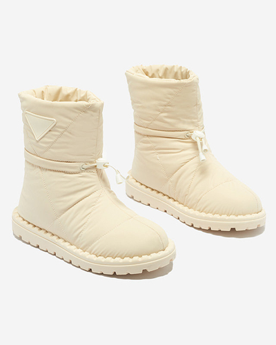 Royalfashion Damskie kremowe pikowane buty a'la śniegowce na płaskiej podeszwie Ferri